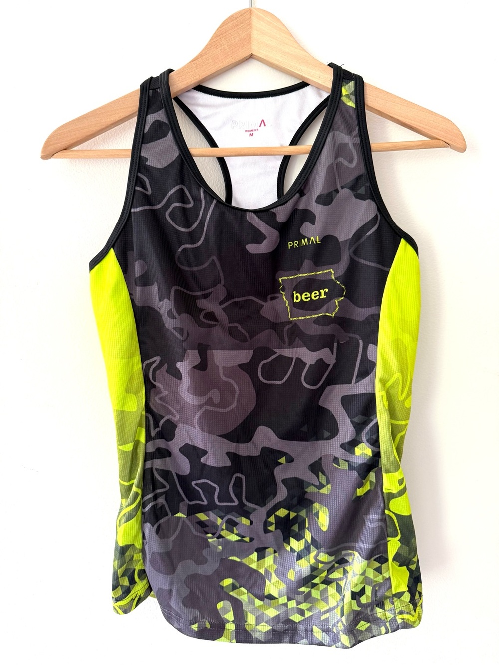 Primal Wear Iowa Craft Beer Tent Cycling Tank Top Women’s M RAGBRAI Camo Bike